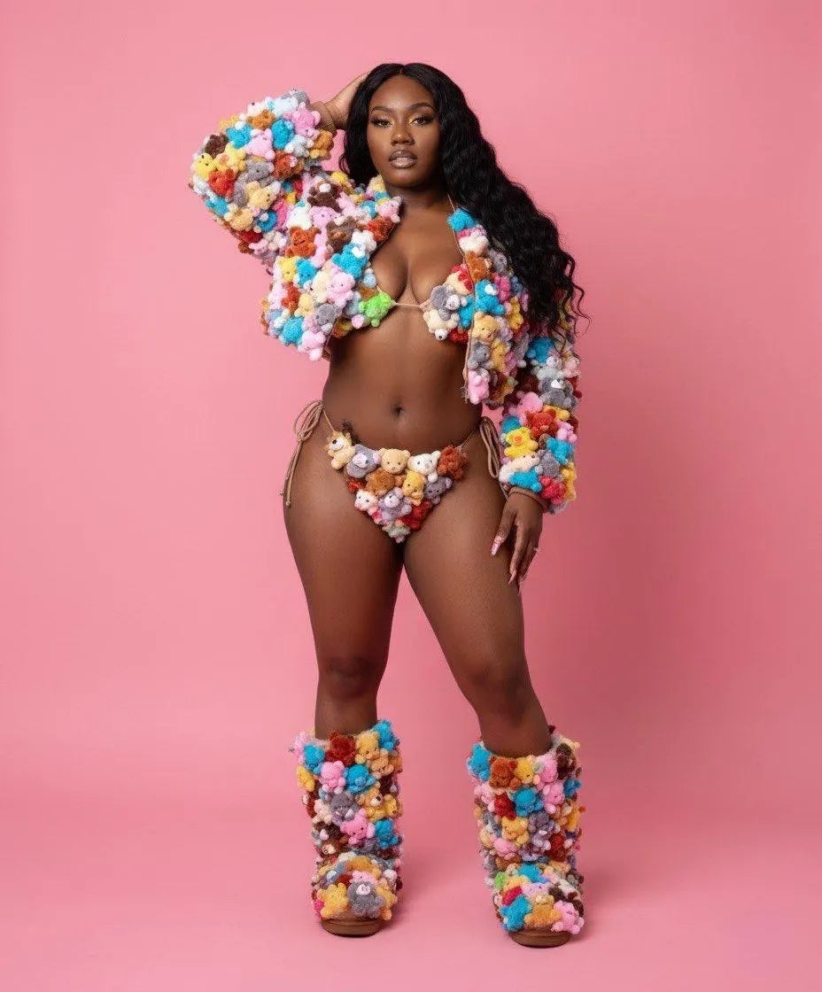 Delaina Made It Teddy & Friends Bomber Crop Jacket