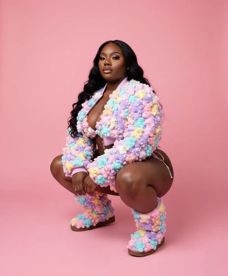 Delaina Made It Teddy & Friends Bomber Crop Jacket