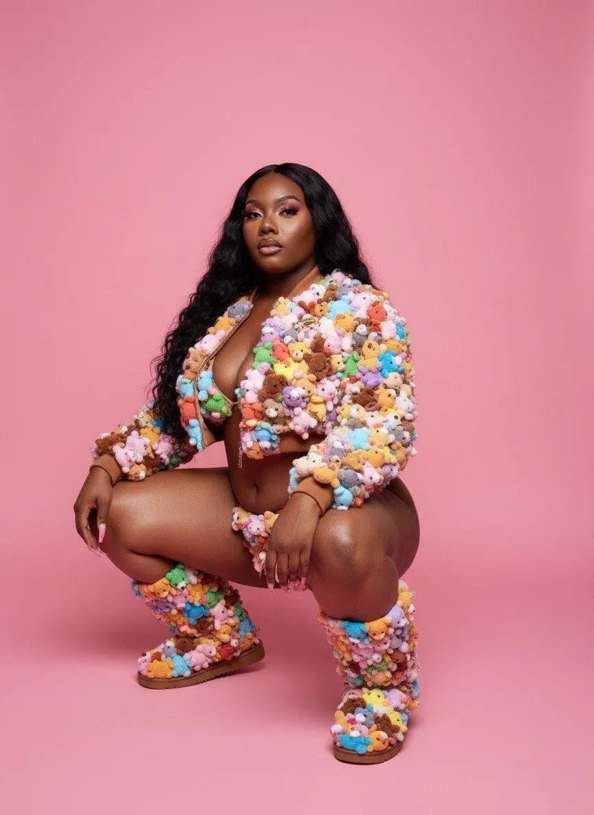 Delaina Made It Teddy & Friends Bomber Crop Jacket