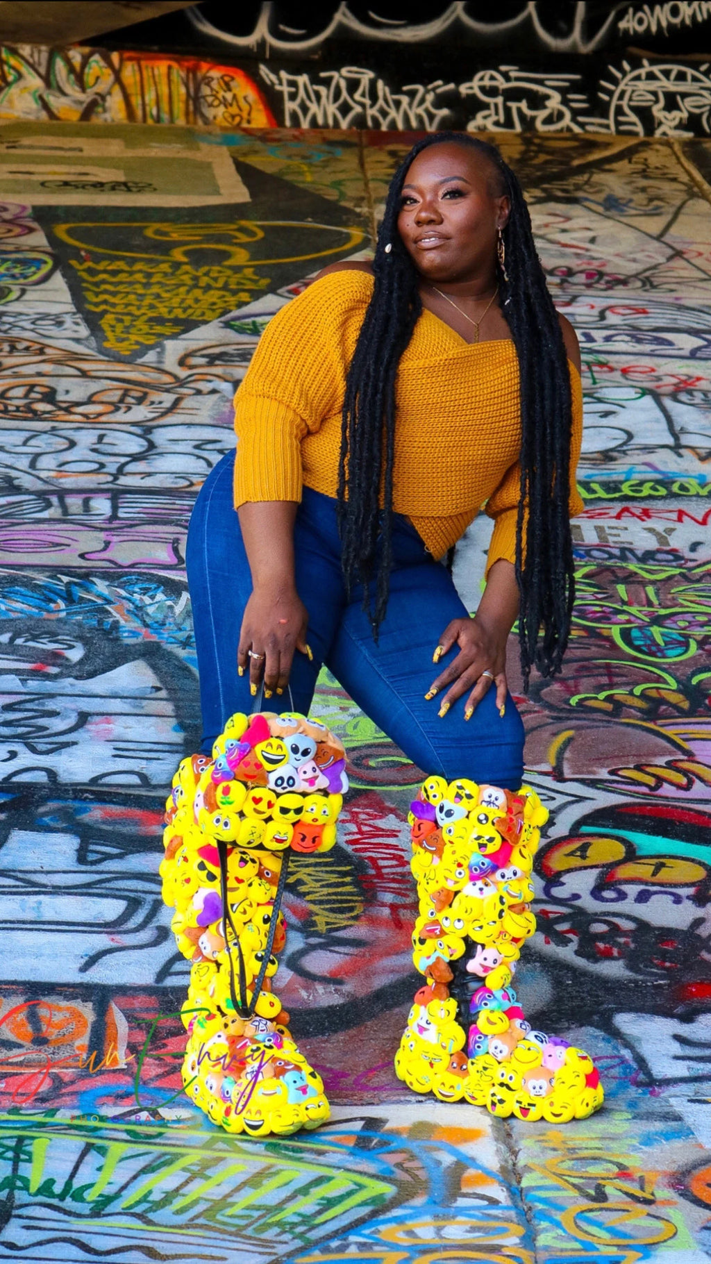 Delaina Made It Thigh High Emojis Boots ©️